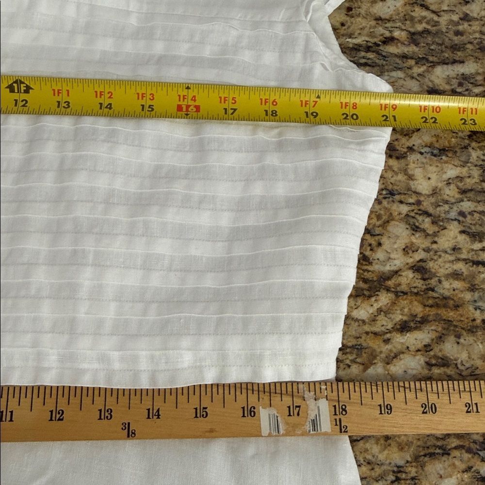 Jones New York Linen White Button Front Dress Pintuck Detail Size 14 - Picture 6 of 8